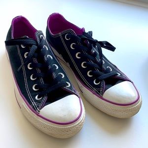 Converse All Star Sneakers- Black, Purple W Sz 8